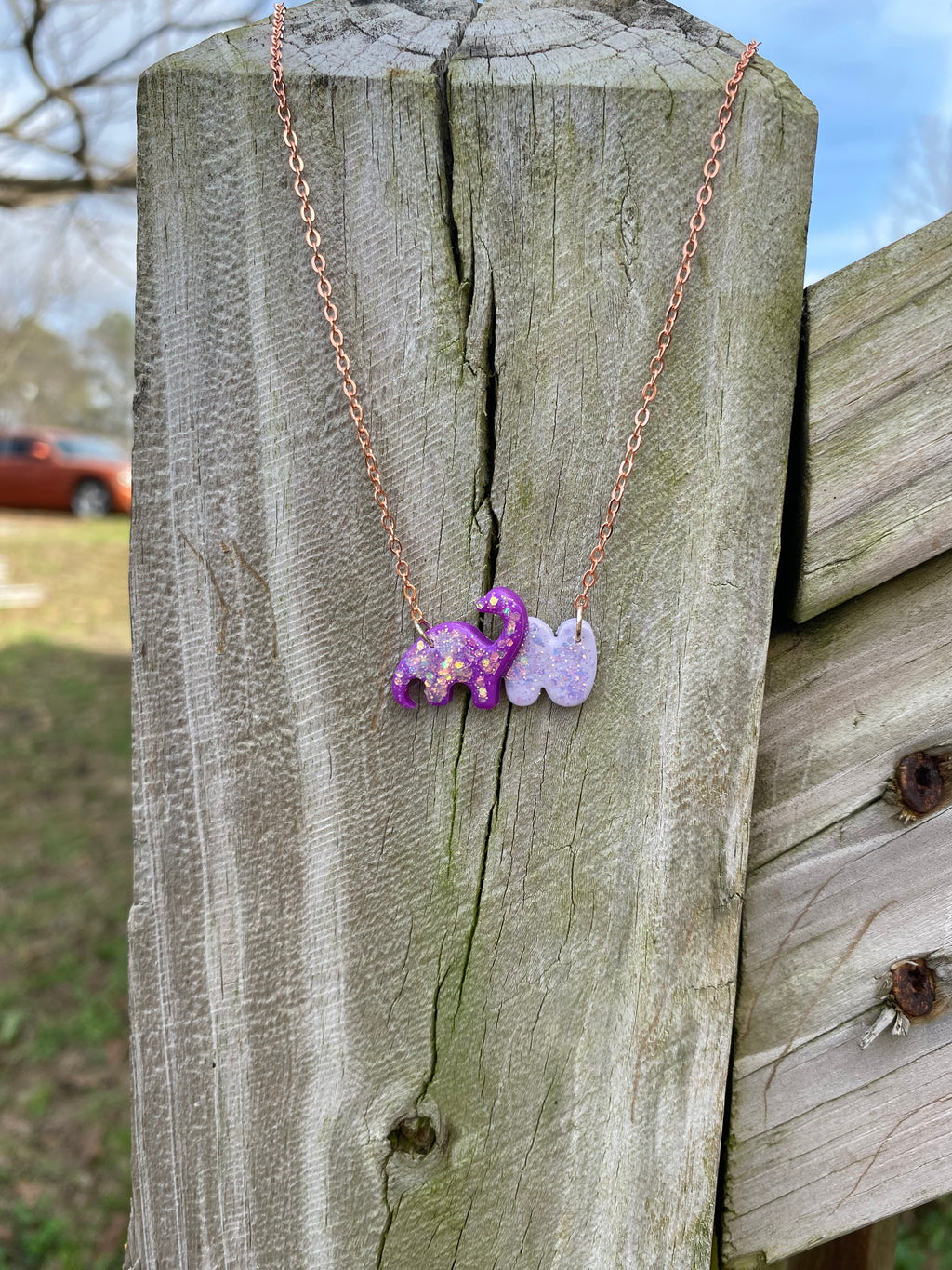 Dino Initial Necklace