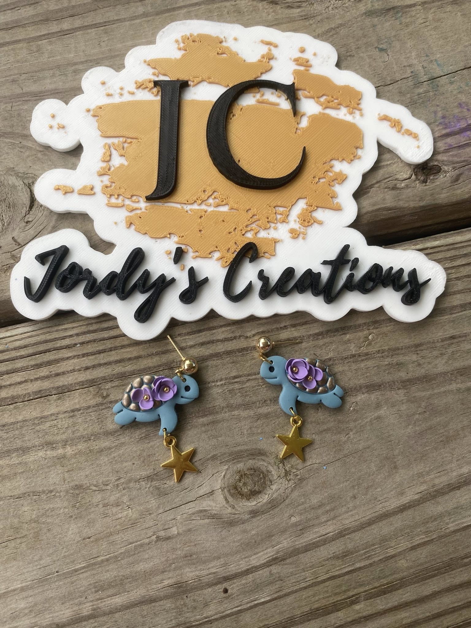 Floral Turtle Dangles