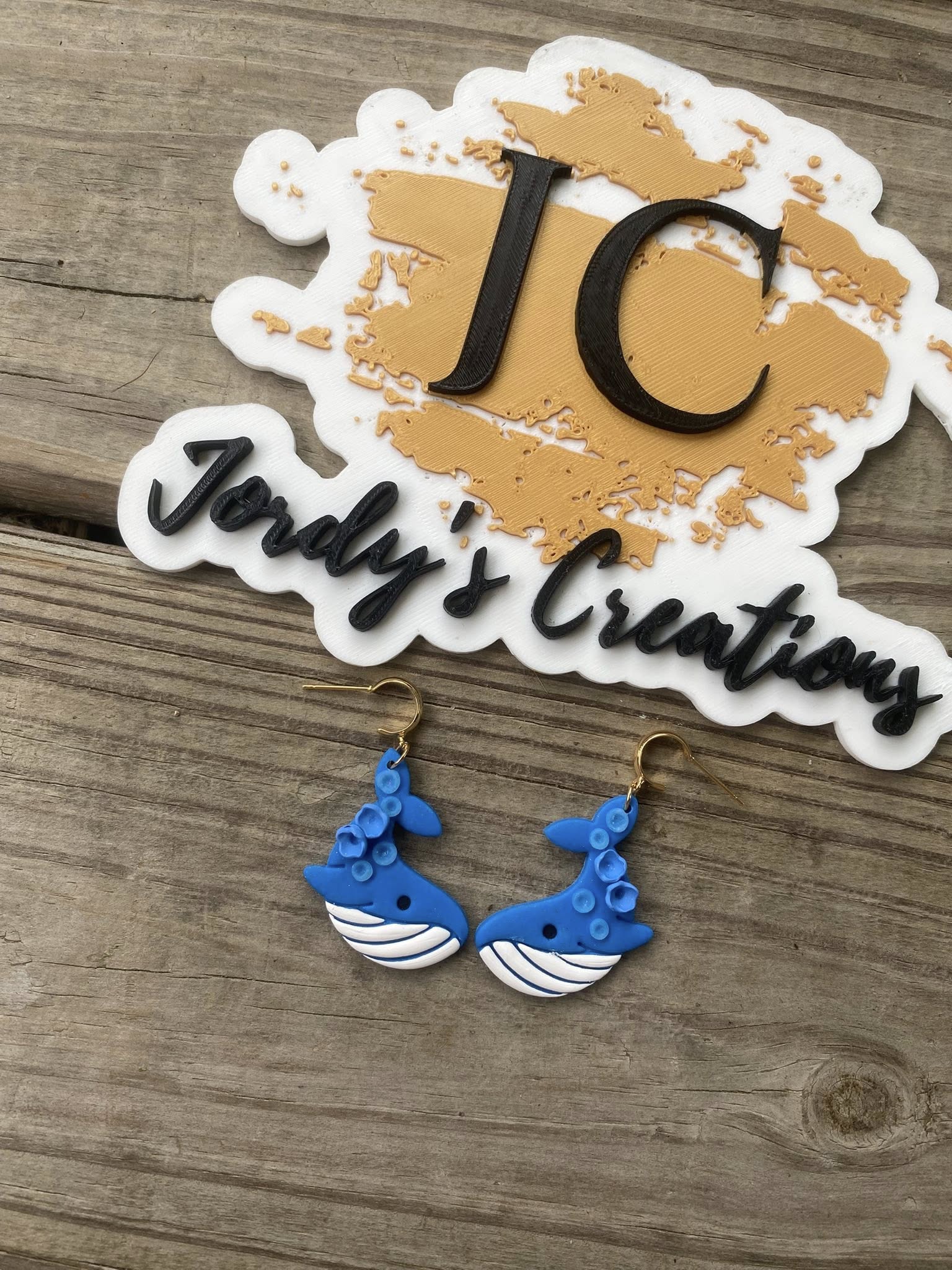 Floral Whale Half Hoop Dangles